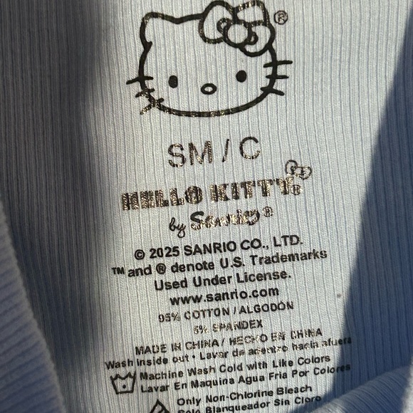 Fashion Nova Dark Blue Boyfriend Jeans with Hello Kitty Crop Tank Top - Picture 4 of 6